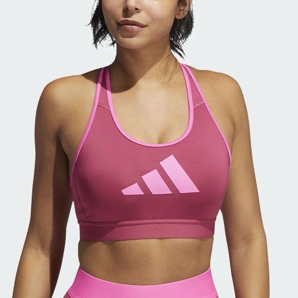 adidas GM6181 Women Sz Medium Pink/Magenta Don't Rest 3 Bars Training Sports Bra - Picture 1 of 4